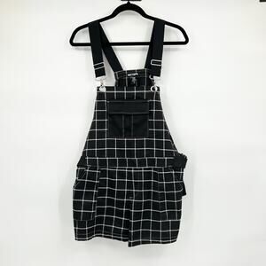 Hot Topic Black Plaid Shortalls Size Small S